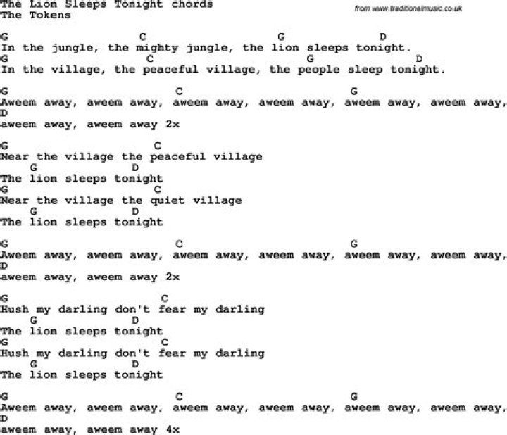 Lyrics To The Lion Sleeps Tonight |