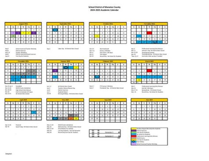 Manatee County School District Calendar
