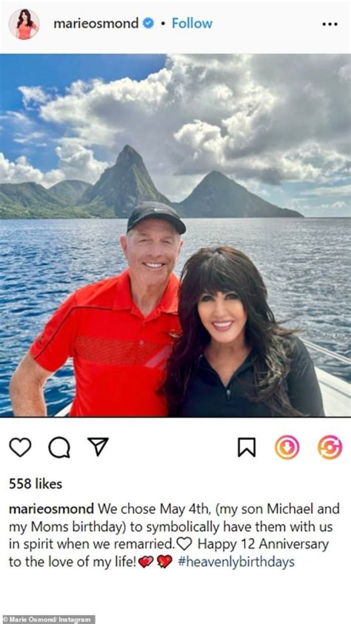 Marie Osmond, 63, shares RARE photo with husband on their second wedding day Daily Mail Online