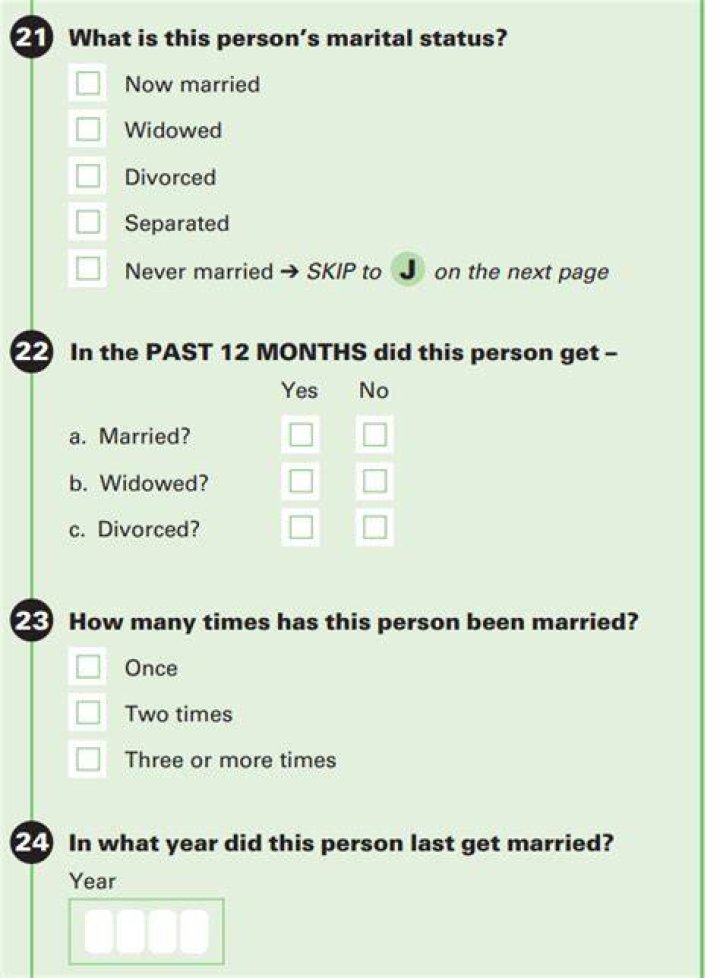 Marital Status / Marital History American Community Survey U.S