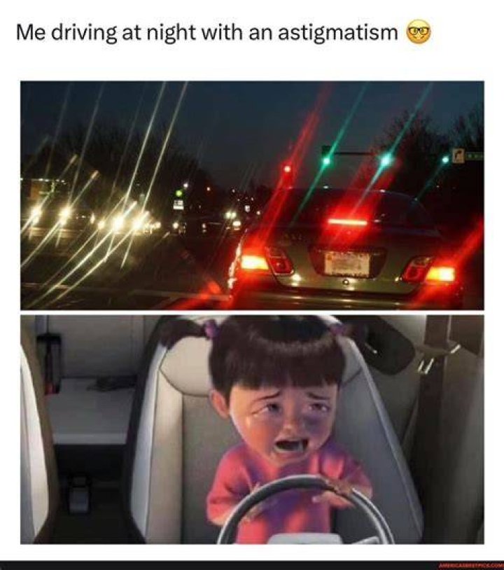 Me driving at night with astigmatism 9GAG