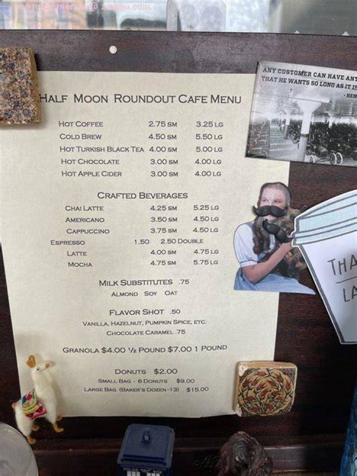 Menu at Half Moon Rondout Cafe Coffee and Donuts, Kingston