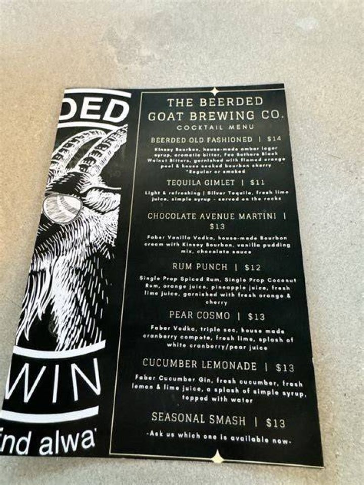 Menu of The Bearded Goat in Greensboro, NC 27406