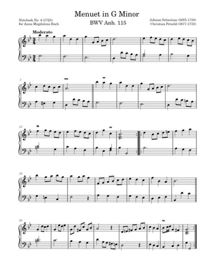 Menuet in G minor BWV Anh. 115 Petzold &mdash; Piano & Theory Lessons