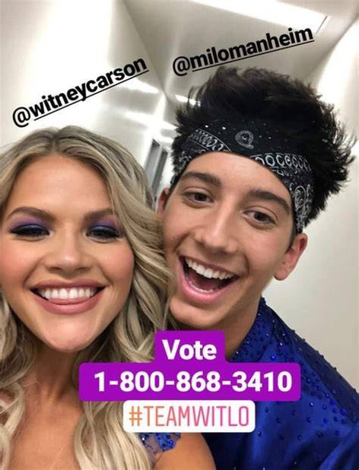 Milo Manheim and Witney Carson TeamWitlo Dancing with the stars