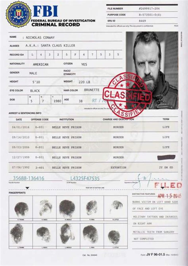 Movie Prop need a Criminal Record Wrap sheet ASAP Freelancer