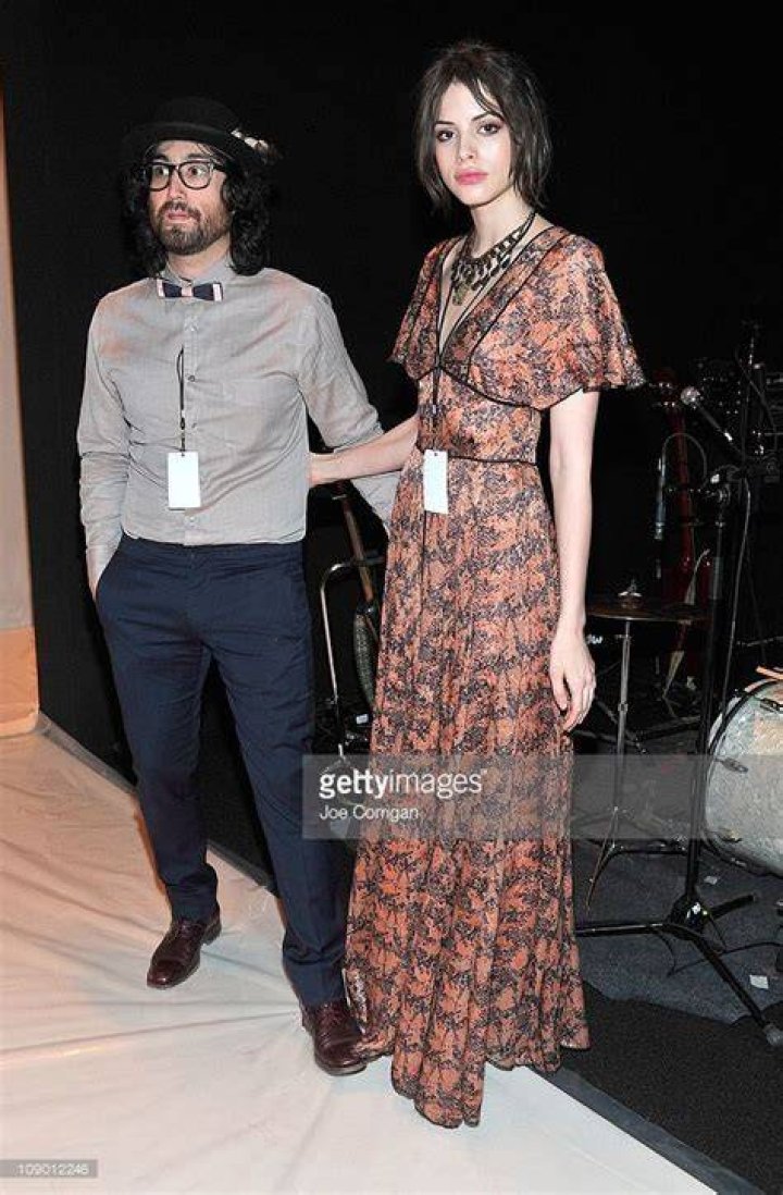 Musician Sean Lennon and model Charlotte Kemp Muhl pose backstage at