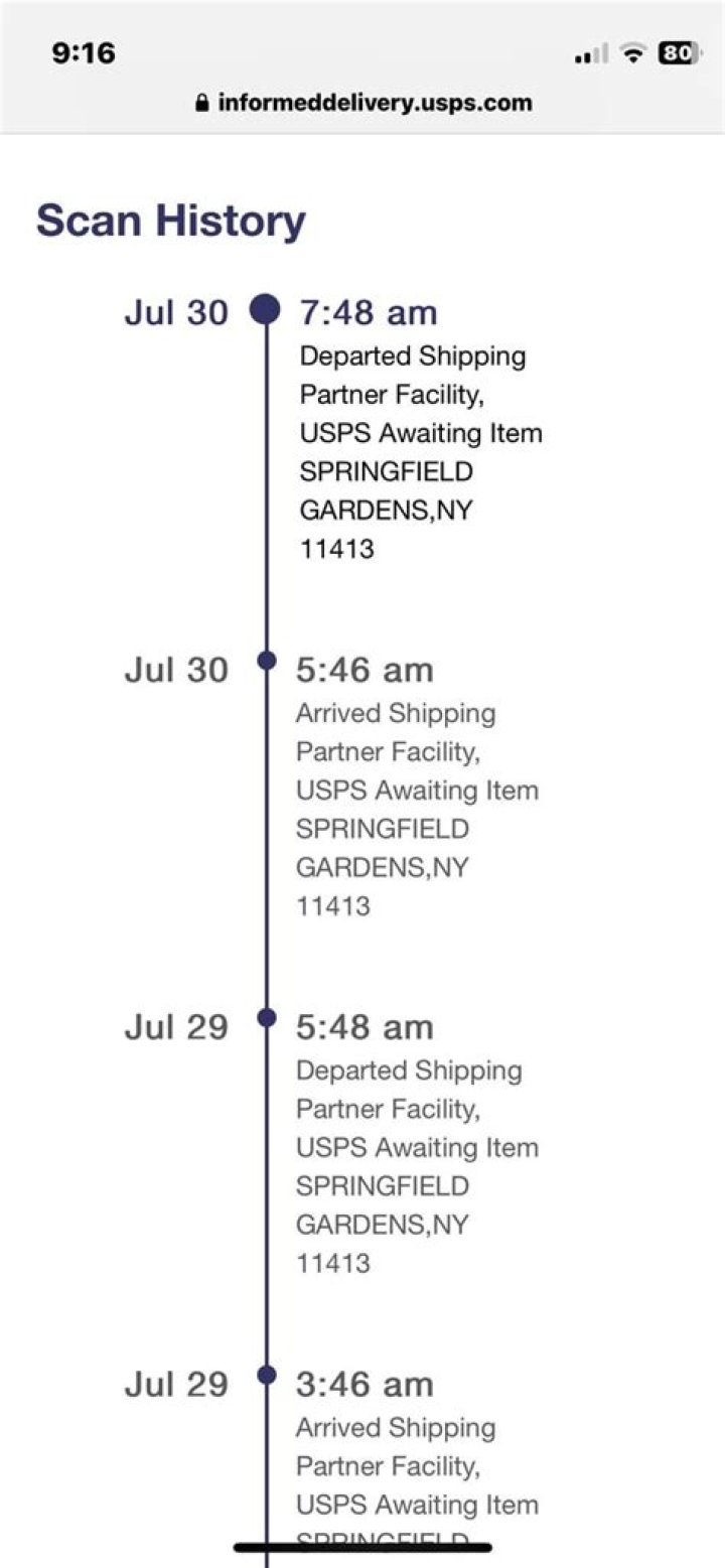 My package keeps leaving and arrived at the same facility near JFK