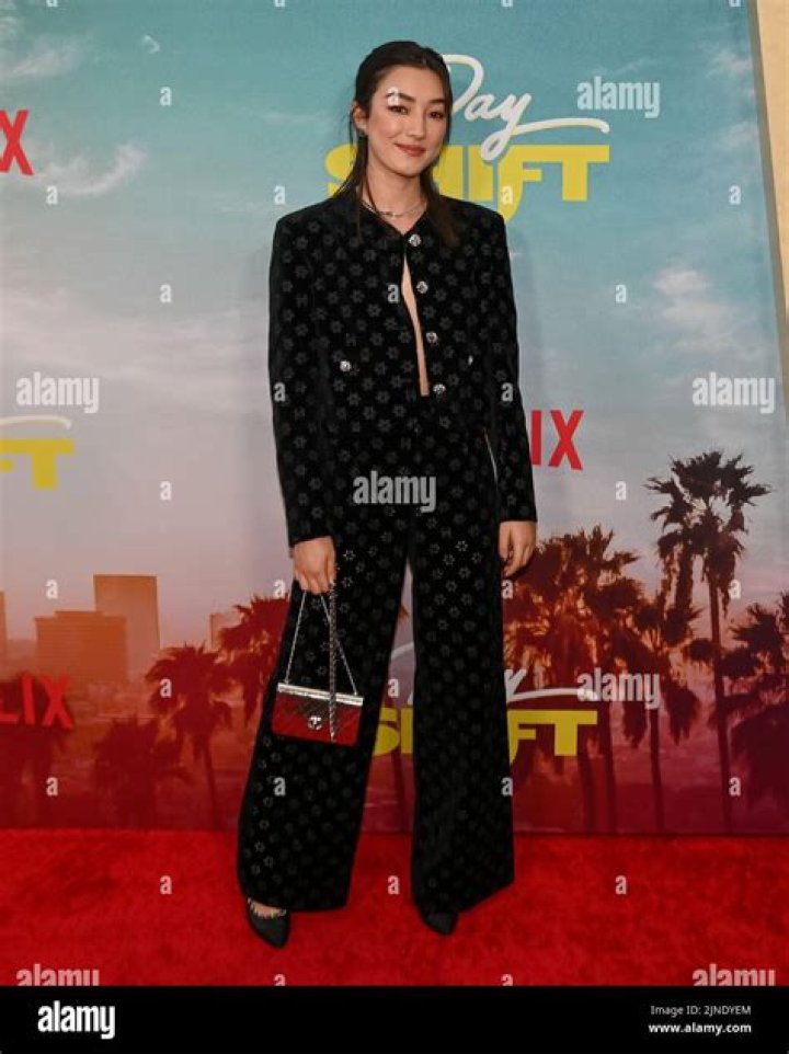 natasha liu bordizzo attends the premiere of 'day shift' at the regal