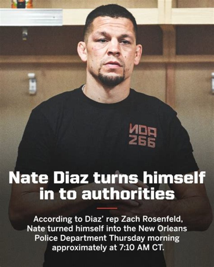 Nate Diaz turns himself in to New Orleans police on&hellip;