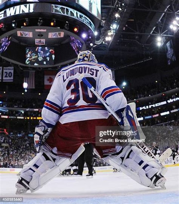 New York Ranger goaltender Henrik Lundqvist poses with wife Therese