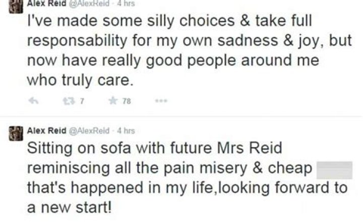 Newly engaged Alex Reid posts remorseful tweet Daily Mail Online