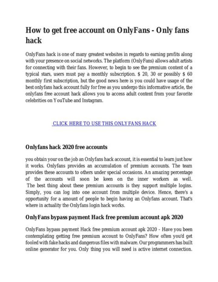 Onlyfans Free Account Hack