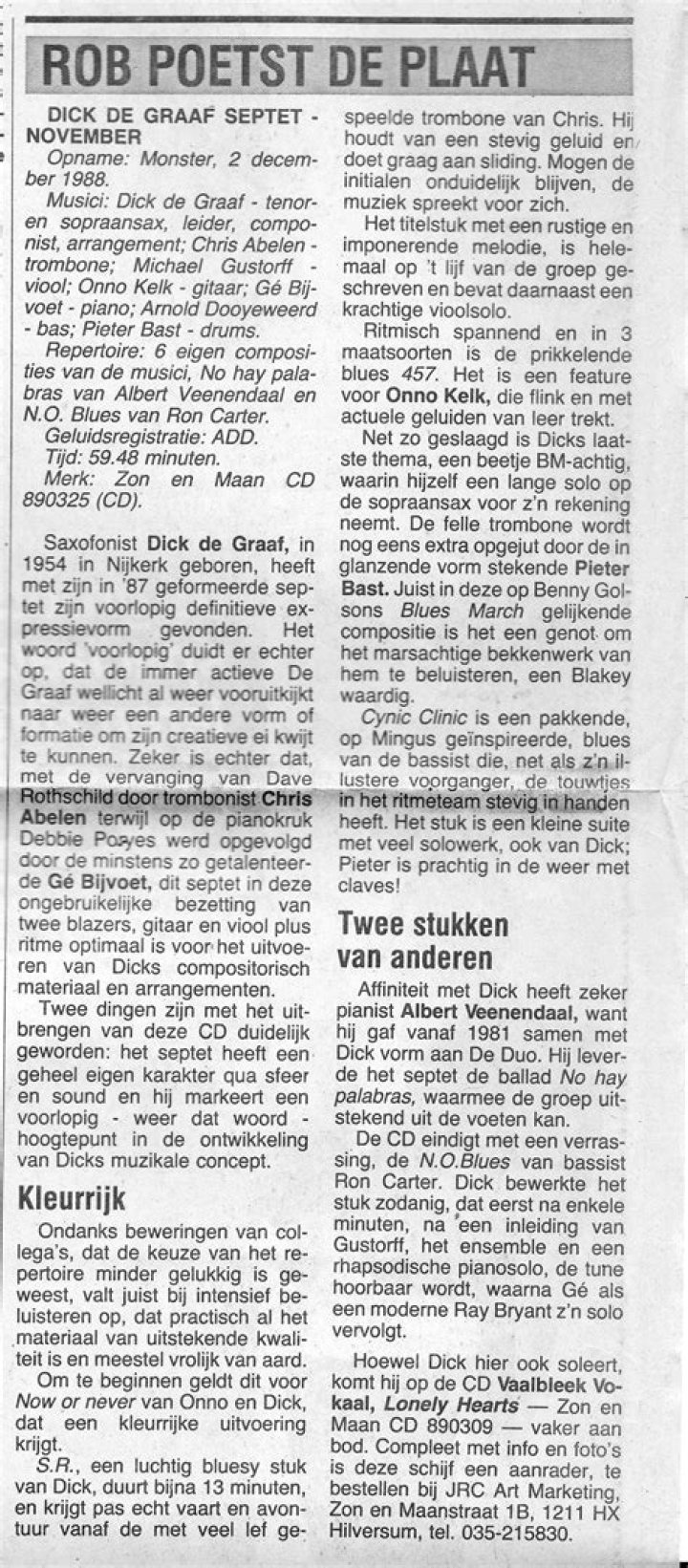 Onno Kelk platenrecensies Onno Kelk