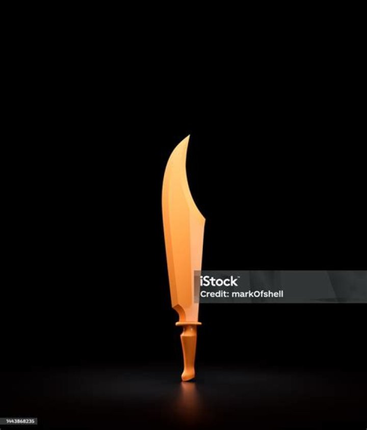 Orange Medieval Dagger. Military and Hunting Knife. Fantasy Game