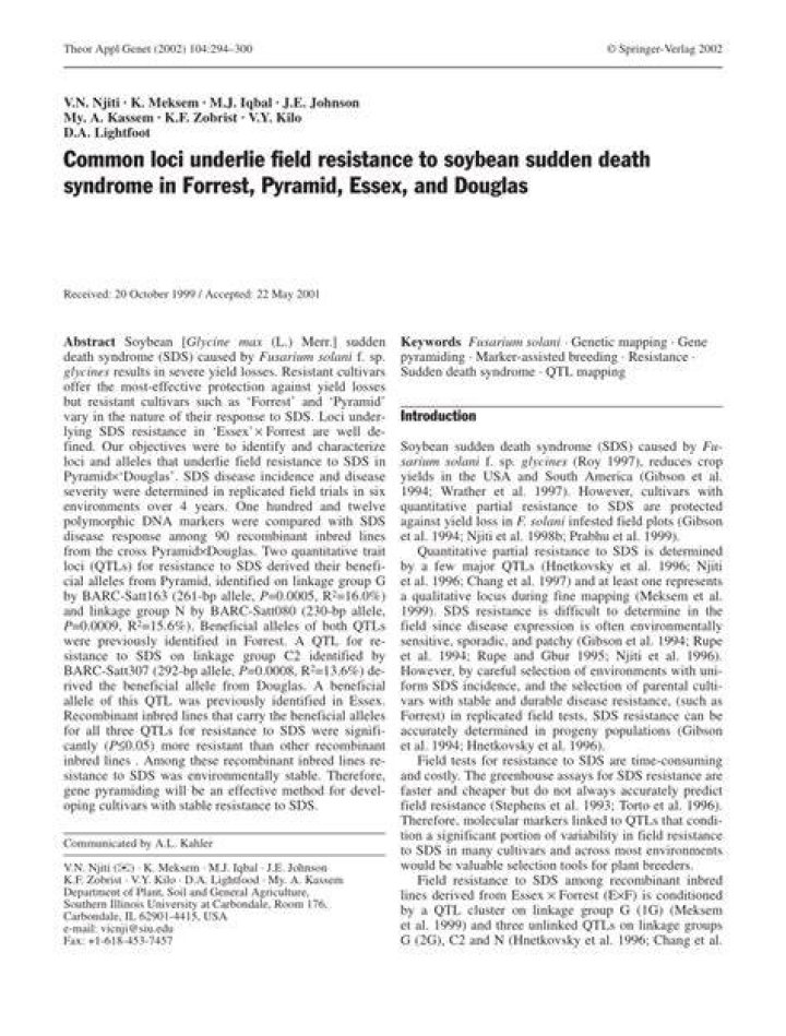 (PDF) Common loci underlie field resistance to soybean sudden death