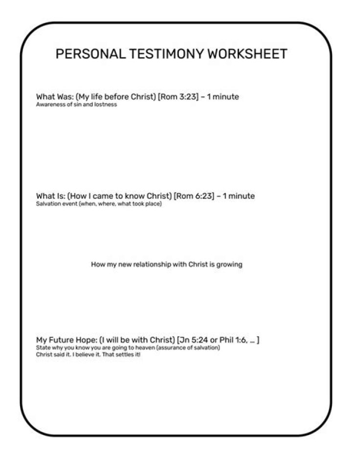 Personal Testimony Worksheet &mdash;