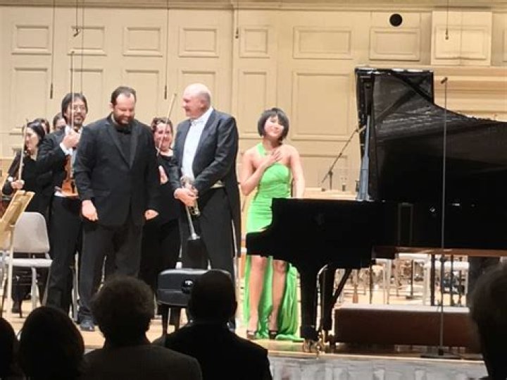 Pianist Yuja Wang and Conductor Ivan Fischer attend the Echo Klassik...