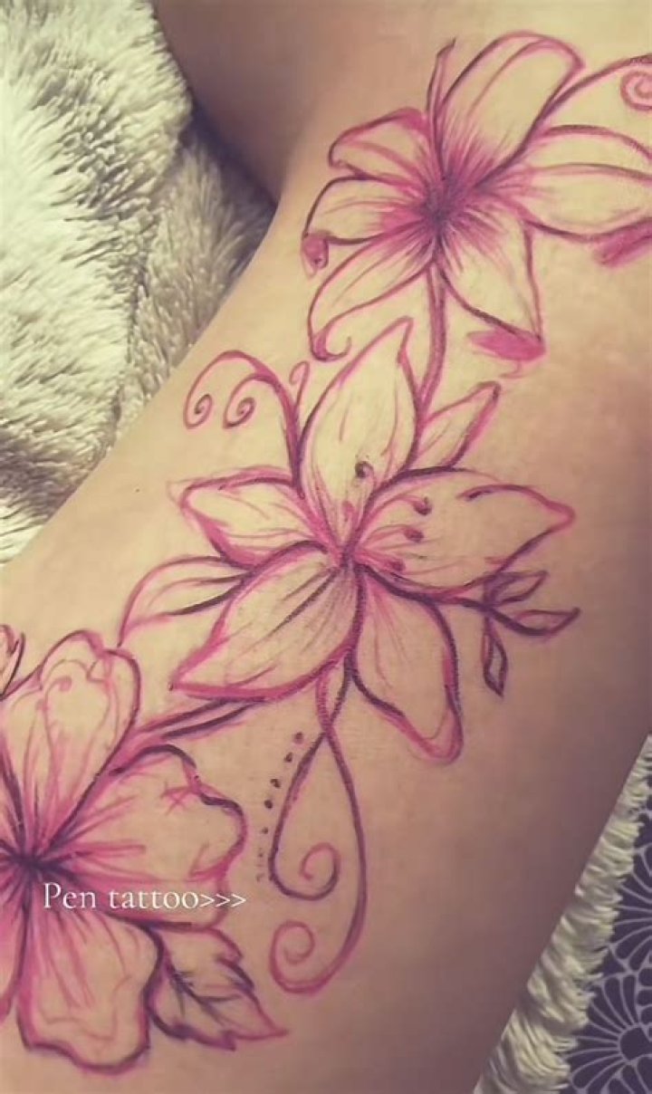 Pink Flower Tattoo on Thigh Best Tattoo Ideas Gallery