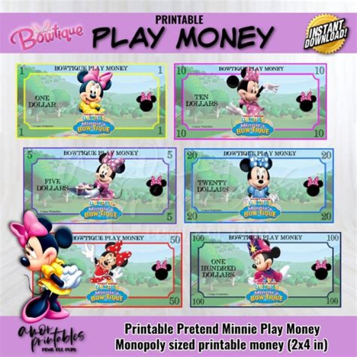 play money minnie mouse minnie mouse party minnie etsy play money