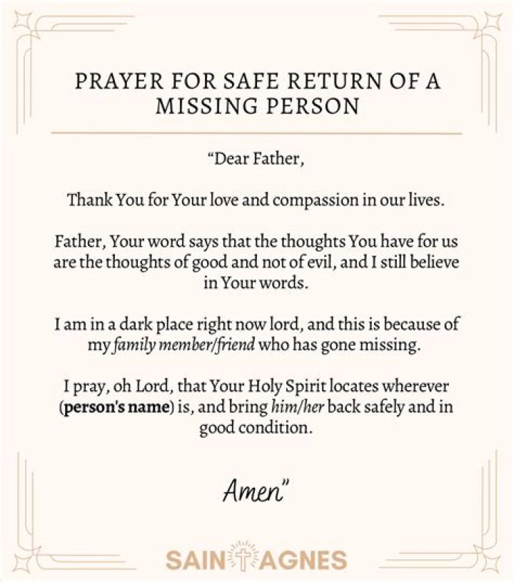 Prayer For Missing Person Prayers To Find People Who Are Missing