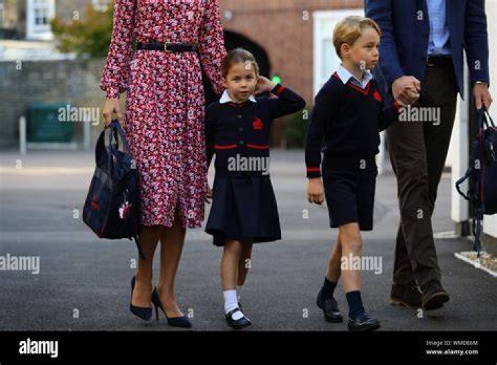 Princess Charlotte arrives for her first day of school at Thomas's
