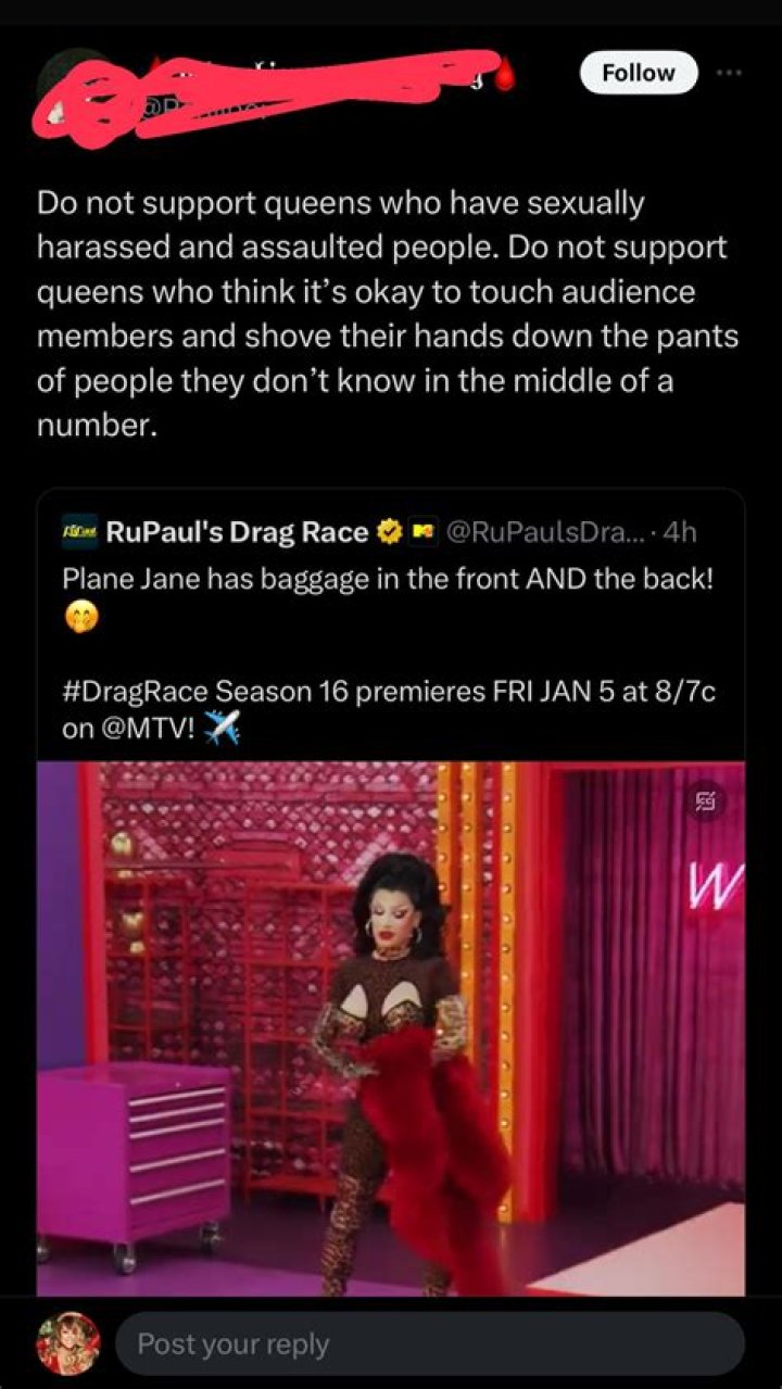S16 contestant Plane Jane accused of sexual assault r/RPDRDRAMA