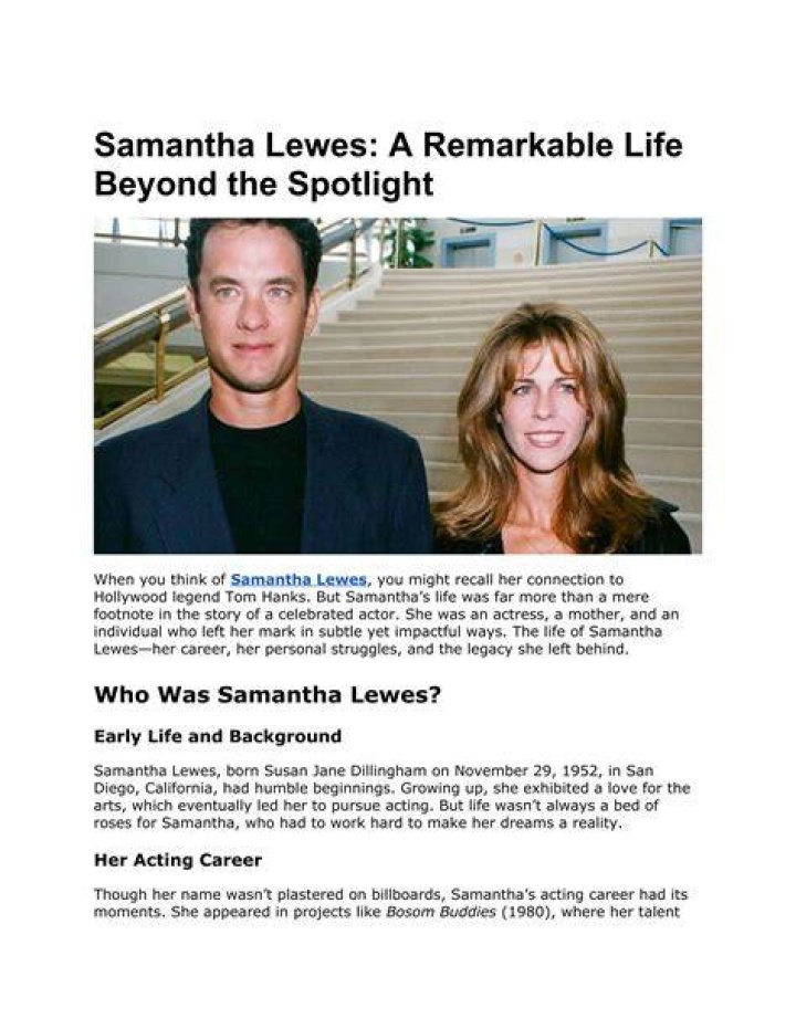 Samantha Lewes photos, news, filmography, quotes and facts Celebs