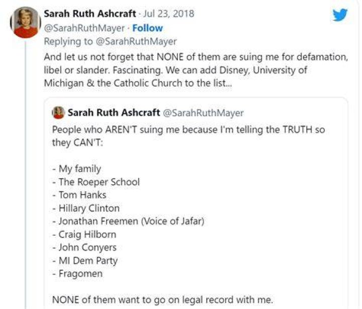 Sarah Ruth Ashcraft has tweeted many times about adrenochrome