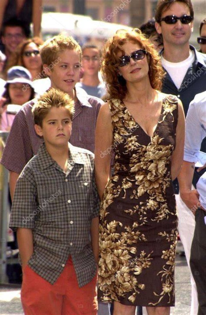 Susan Sarandon with sons Jack and Miles whose father is her ex partner