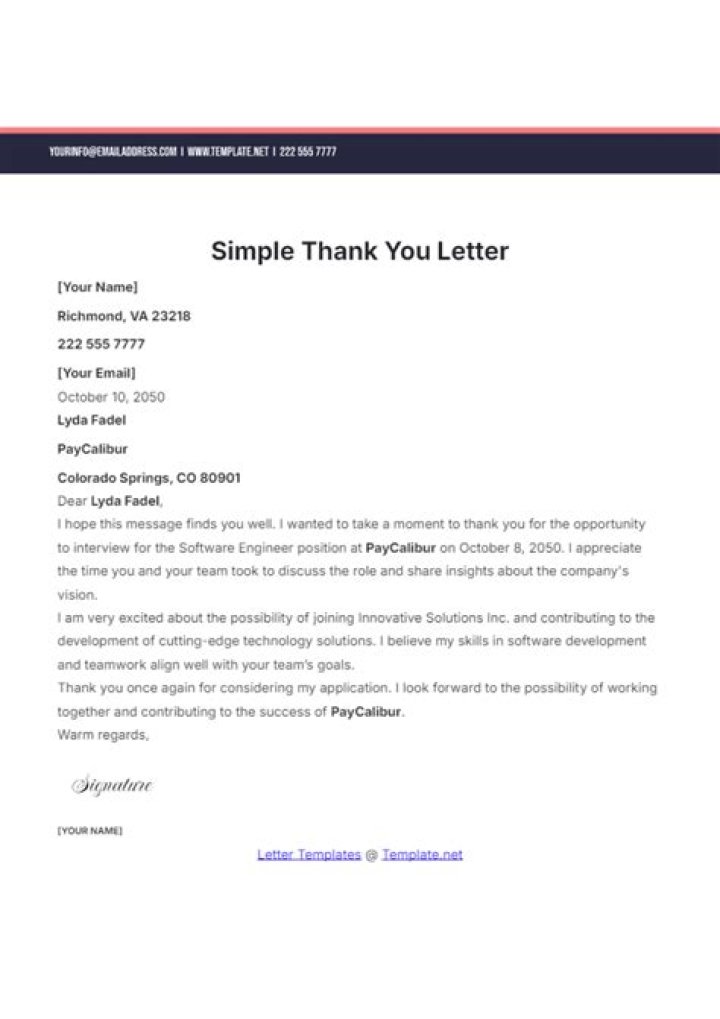 Thank You Letter Template To Parents Sample & Examples