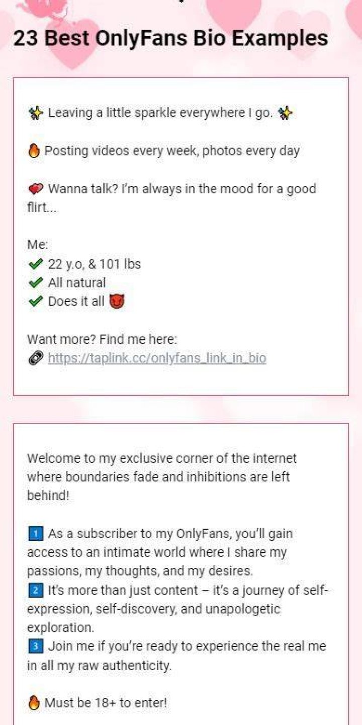 The Best Onlyfans Bio Ideas & 4 Great Bio Examples OnlyFans.guide