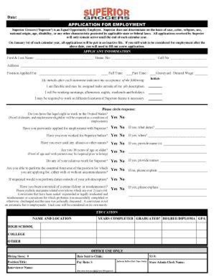 the superior grocers application
