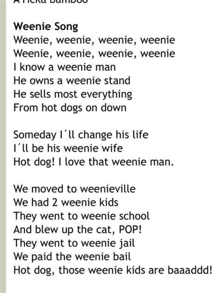The weenie song! Lullaby lyrics, Songs, Lyrics