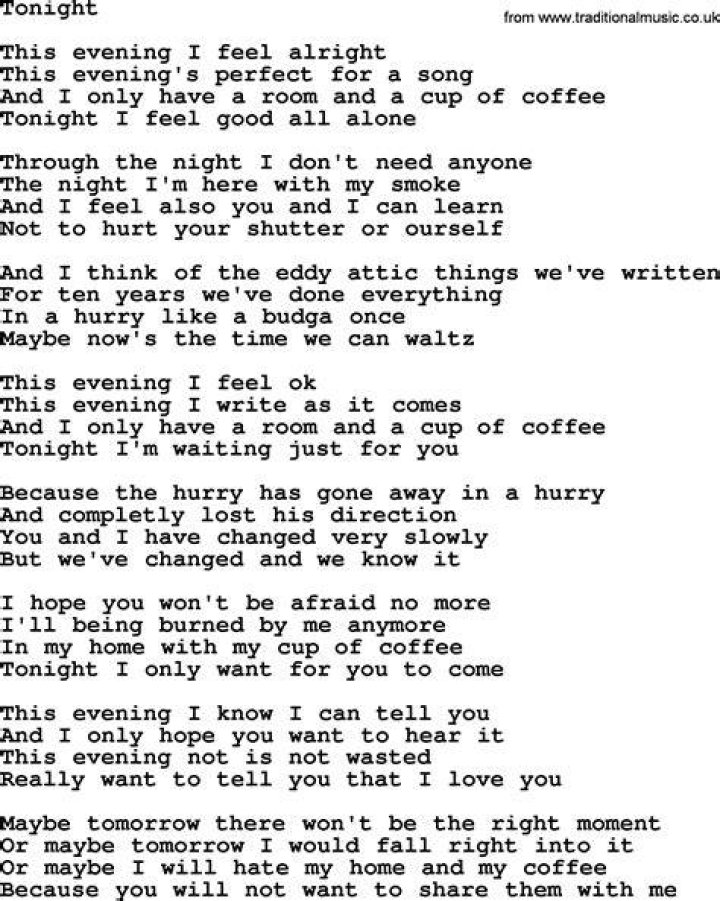 Tonight, by The Byrds lyrics with pdf