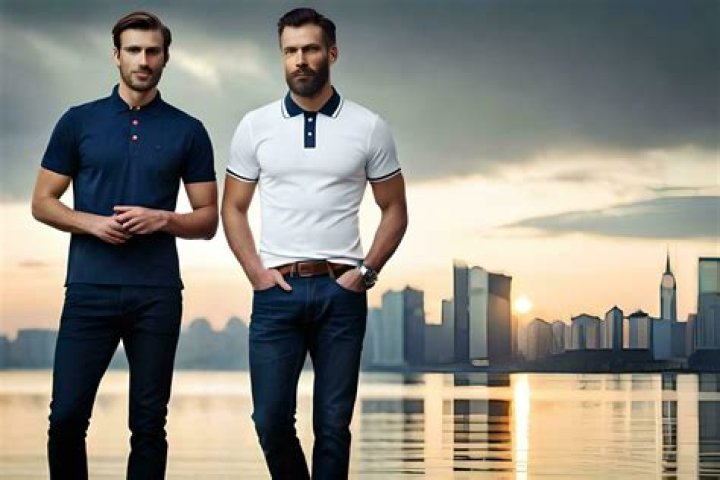 two men standing next to each other in front of a green wall with the