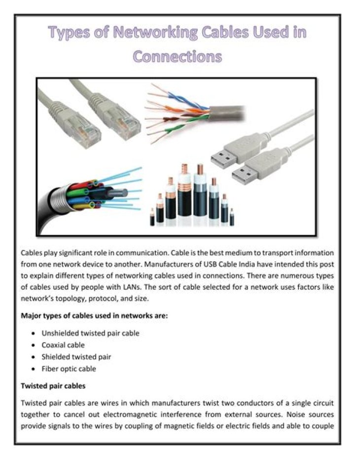 Types Of Networking Cables Used In Connections