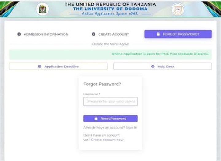 UDOM Online Application System 2023/2024 The University of Dodoma