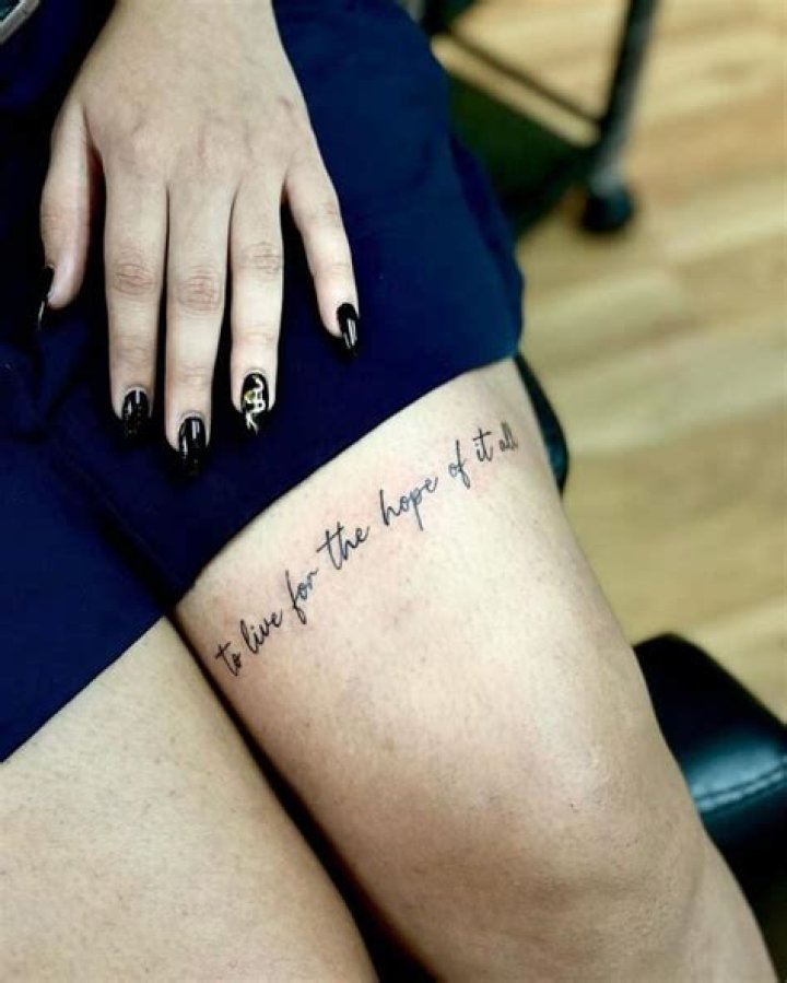 Wedding song lyrics. Thigh tattoo handwriting script. Girly Tattoos