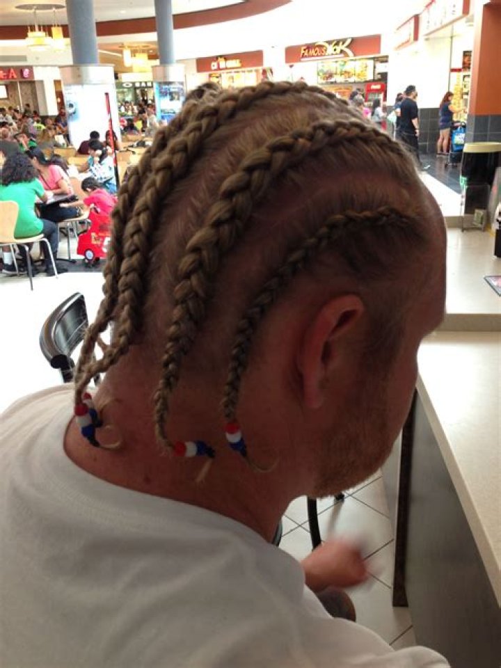 White boy with cornrows for Game Day!!