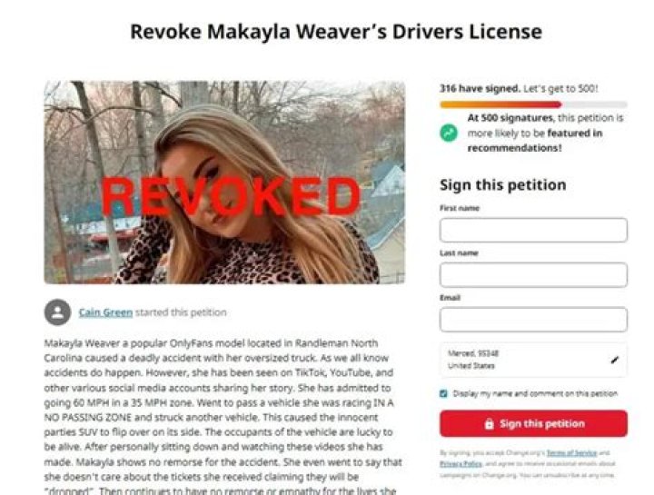 Who is Makayla Weaver and what happened with her lifted truck accident