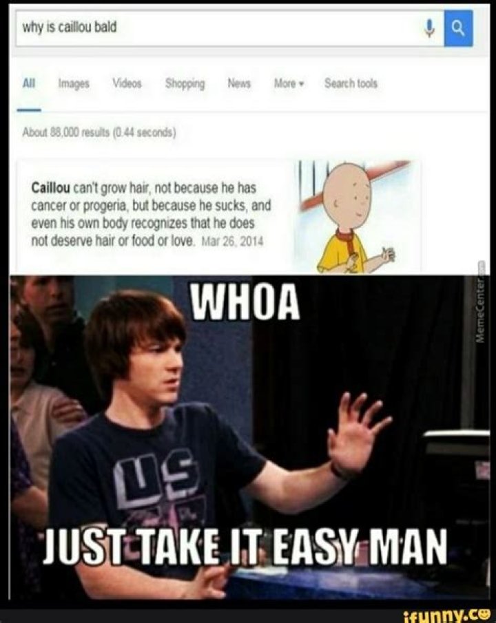 Why Is Caillou Bald? Caillou, Funny parenting memes, Childhood tv shows